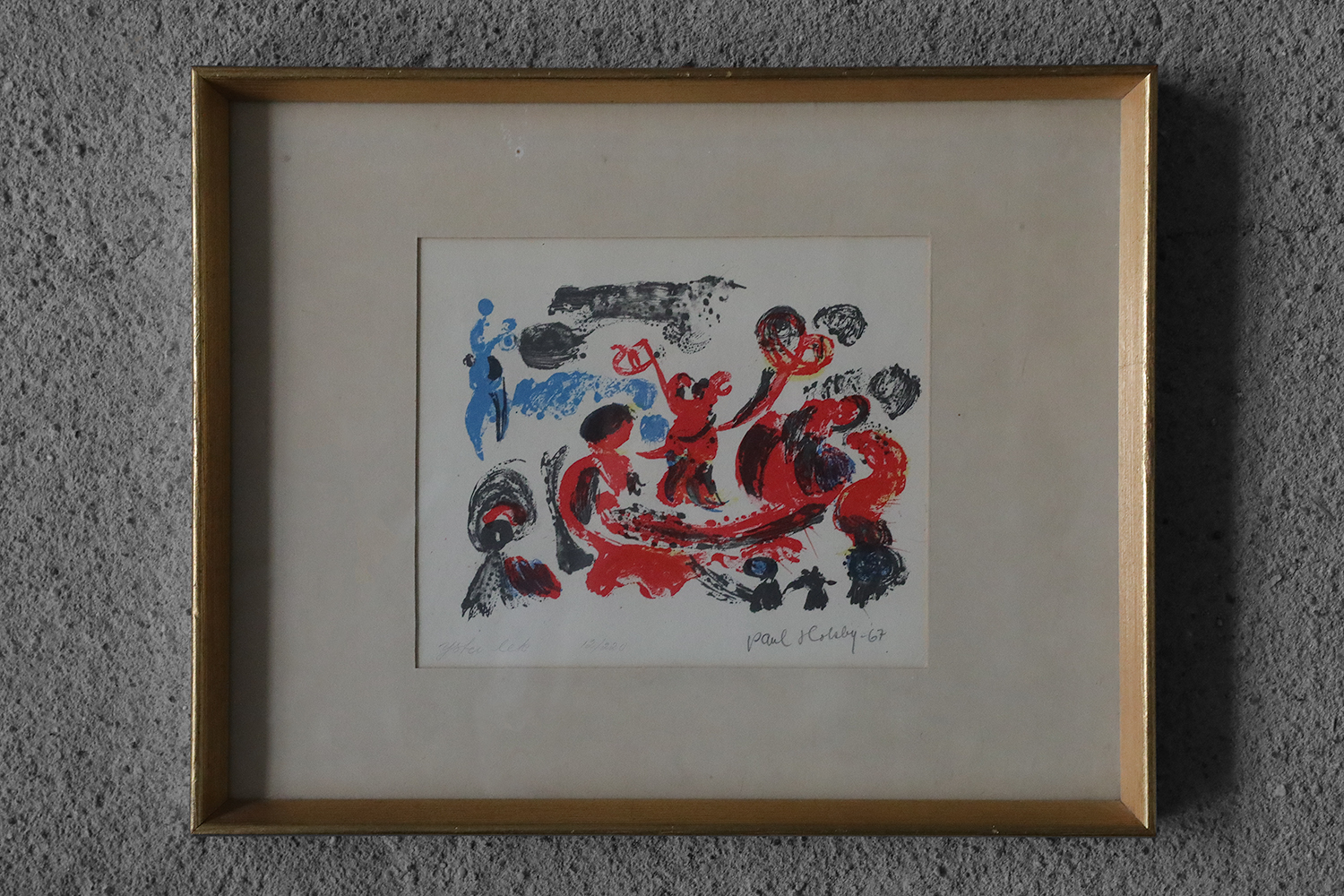 Paul Holsby, Yster lek, Color Lithograph, 1967, Framed