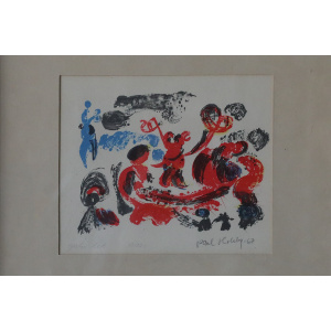Paul Holsby, Yster lek, Color Lithograph, 1967, Framed