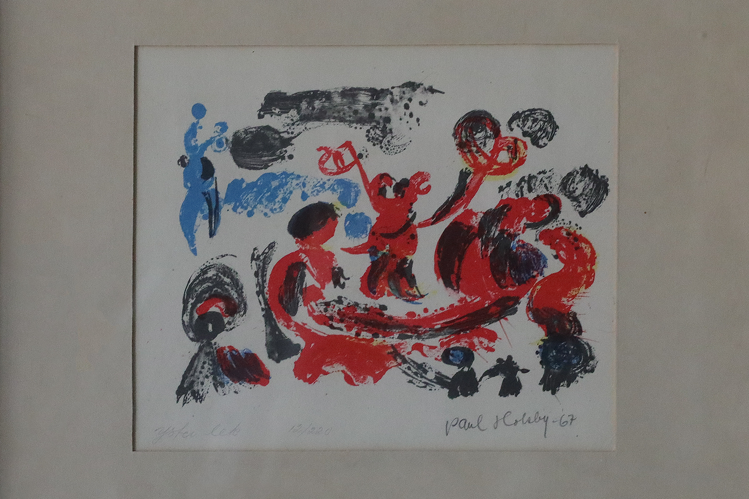 Paul Holsby, Yster lek, Color Lithograph, 1967, Framed
