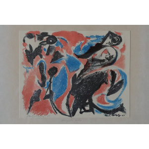 Paul Holsby, Bergets röda, Color Lithograph, 1963, Framed