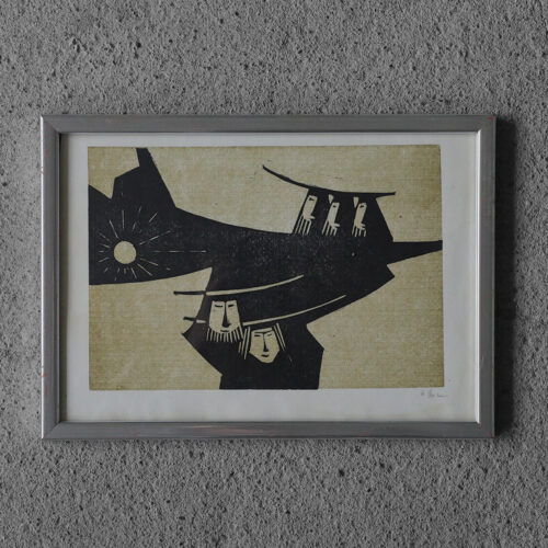 Åke Holm, Biblical Theme, Linocut, 1970s, Framed