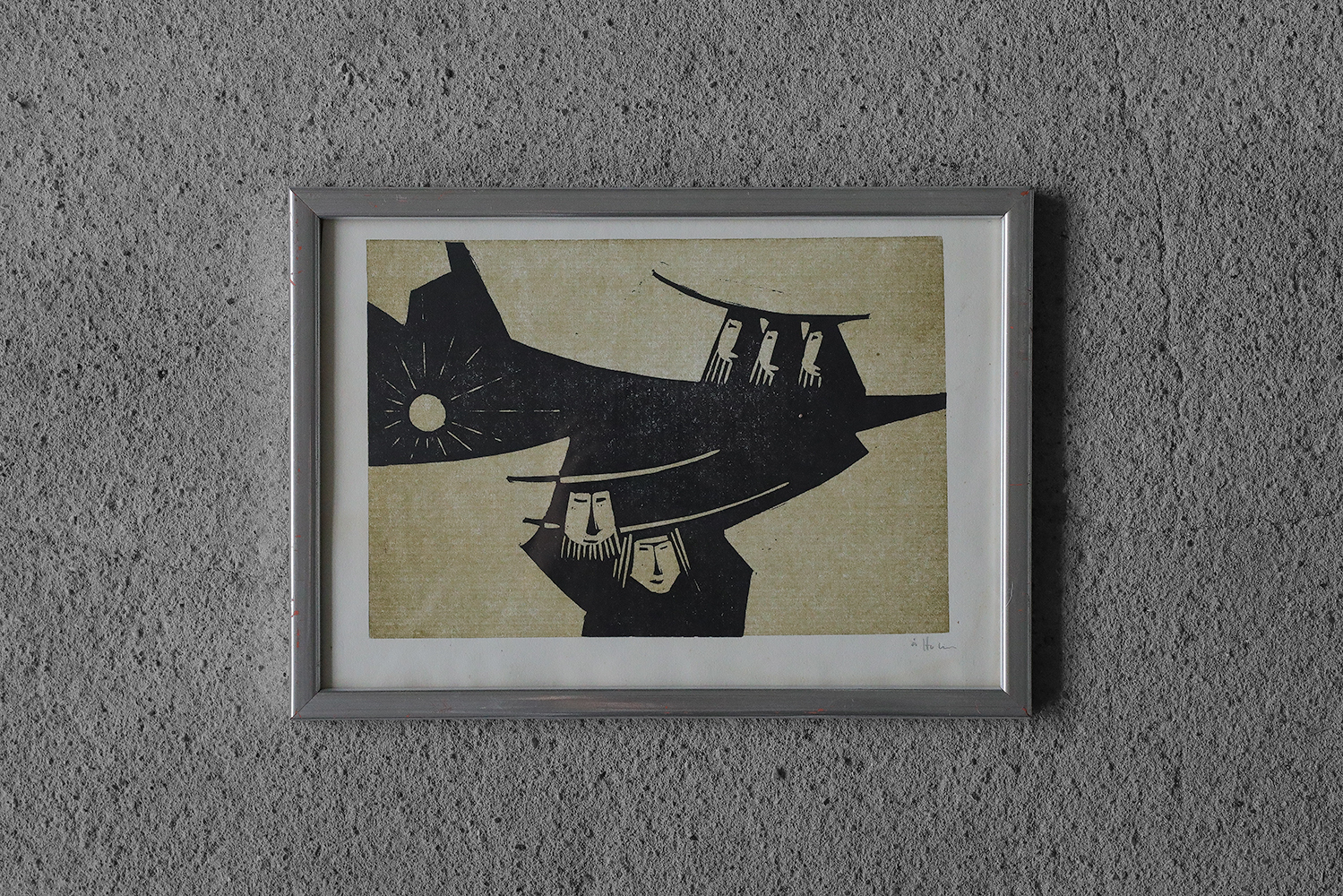 Åke Holm, Biblical Theme, Linocut, 1970s, Framed