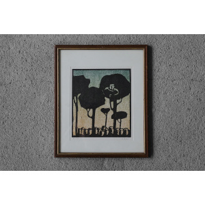 Åke Holm, Biblical Theme, Linocut, 1970s, Framed