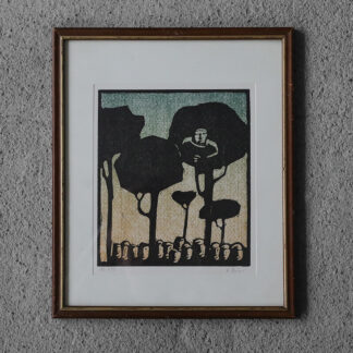 Åke Holm, Biblical Theme, Linocut, 1970s, Framed