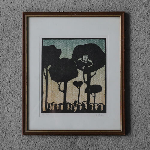 Åke Holm, Biblical Theme, Linocut, 1970s, Framed