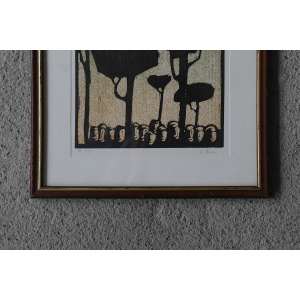 Åke Holm, Biblical Theme, Linocut, 1970s, Framed