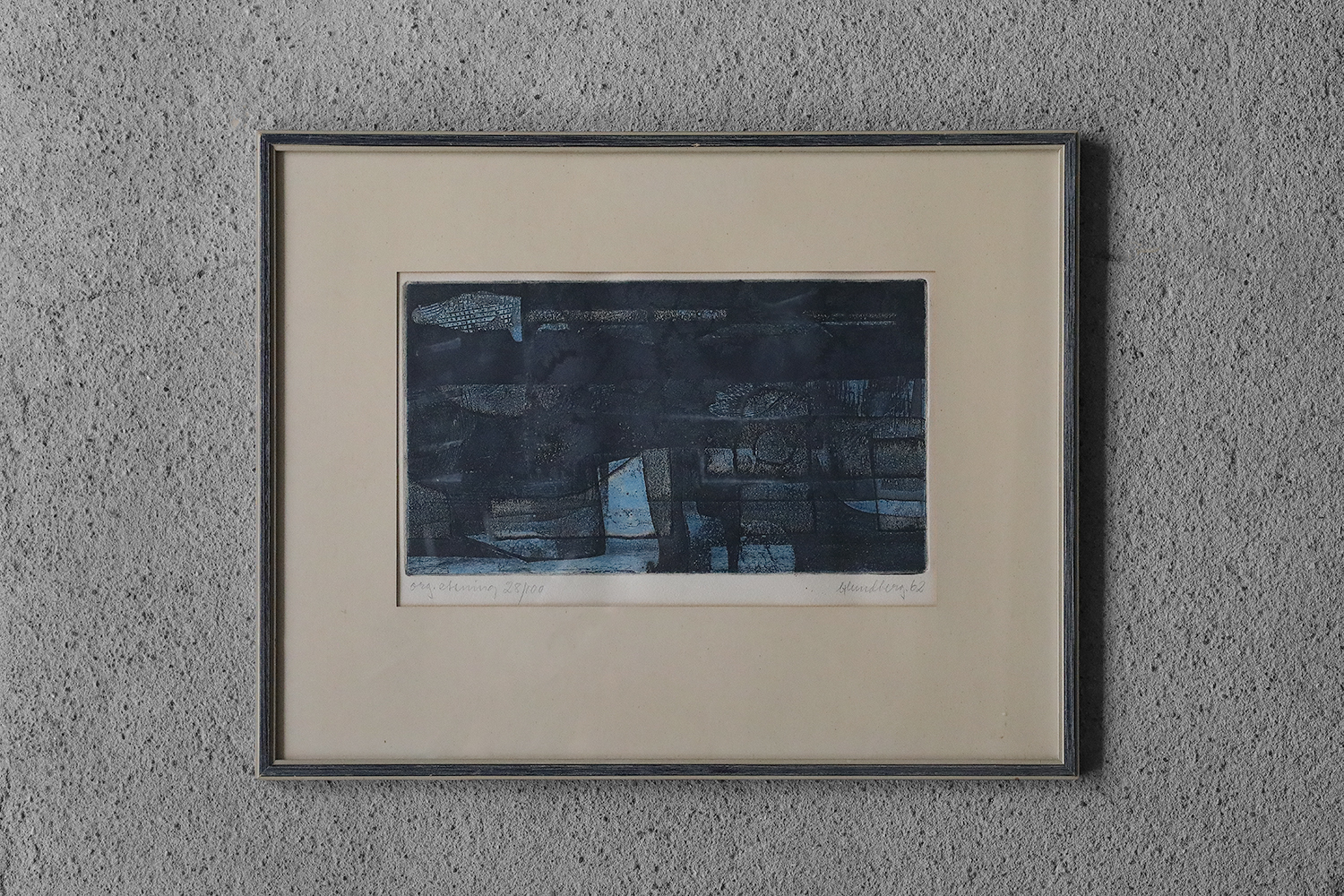 Bertil Lundberg, Komposition, Etching, 1962, Framed