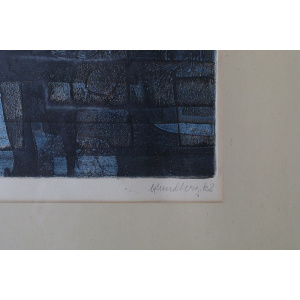 Bertil Lundberg, Komposition, Etching, 1962, Framed