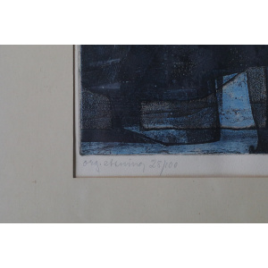 Bertil Lundberg, Komposition, Etching, 1962, Framed