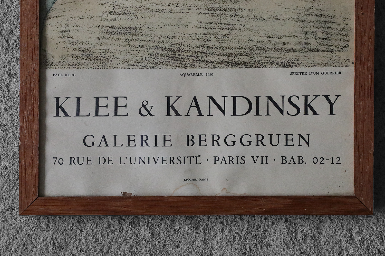 Original Exhibition Poster Klee & Kandinsky, Galerie Berggruen by Jacomet, Paris, 1960s, Framed