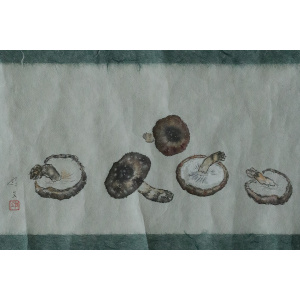 Japanese painting, Svampar, Mixed technique on Artistic Fabric, Denmark