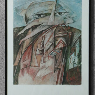 Color Lithograph by Cyr Frimout, Man with two heads, Framed