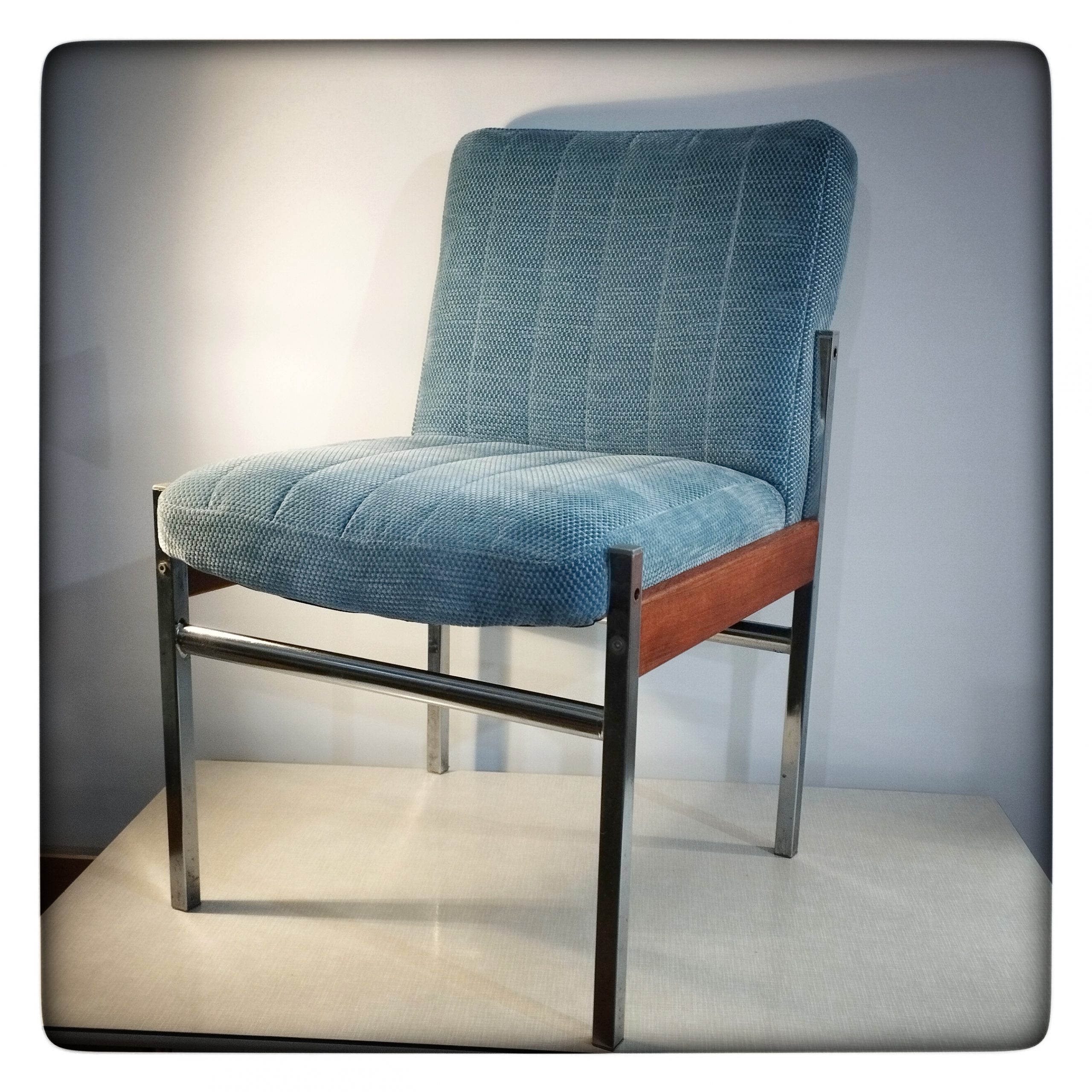 Pair of 1960s chrome and teak accent chairs