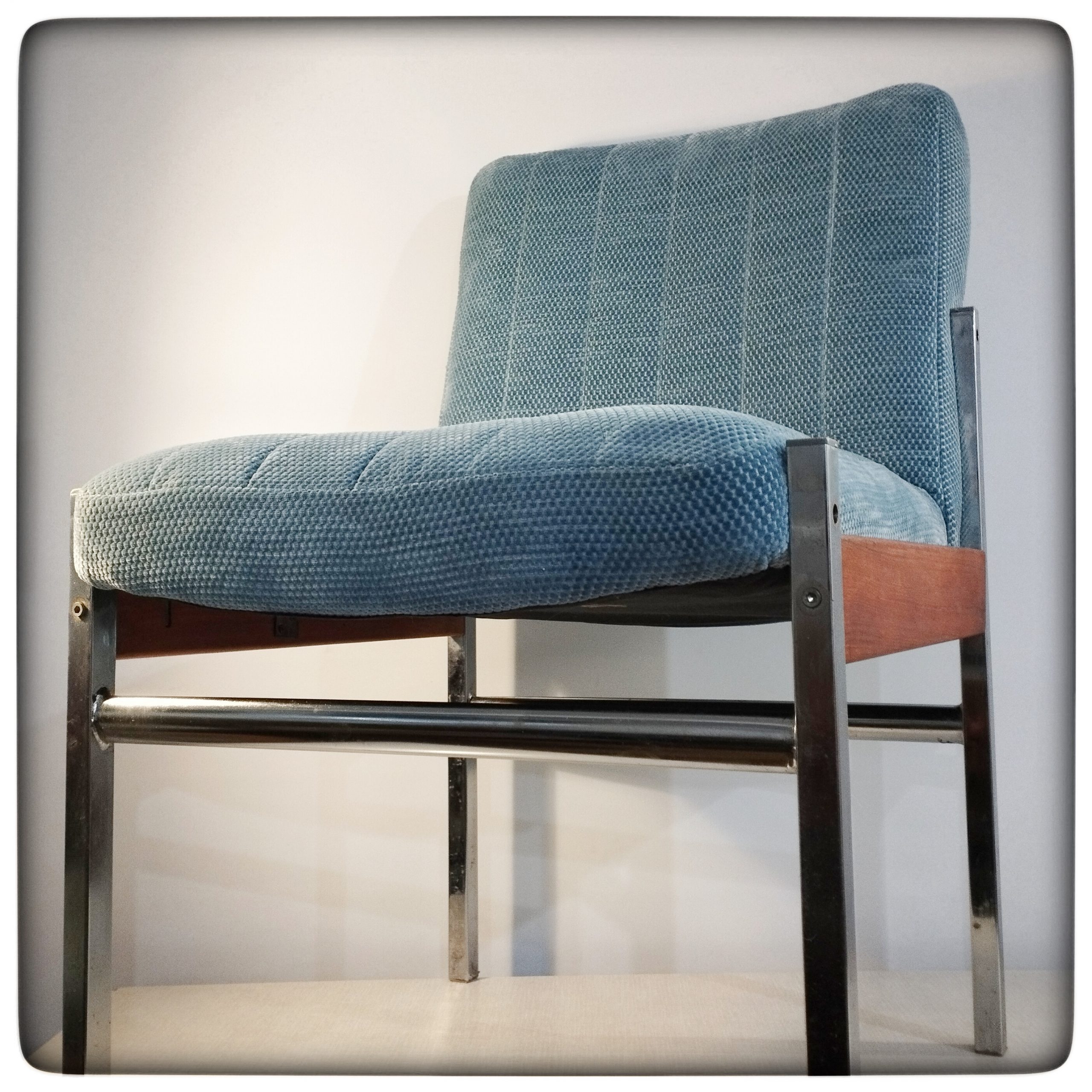 Pair of 1960s chrome and teak accent chairs