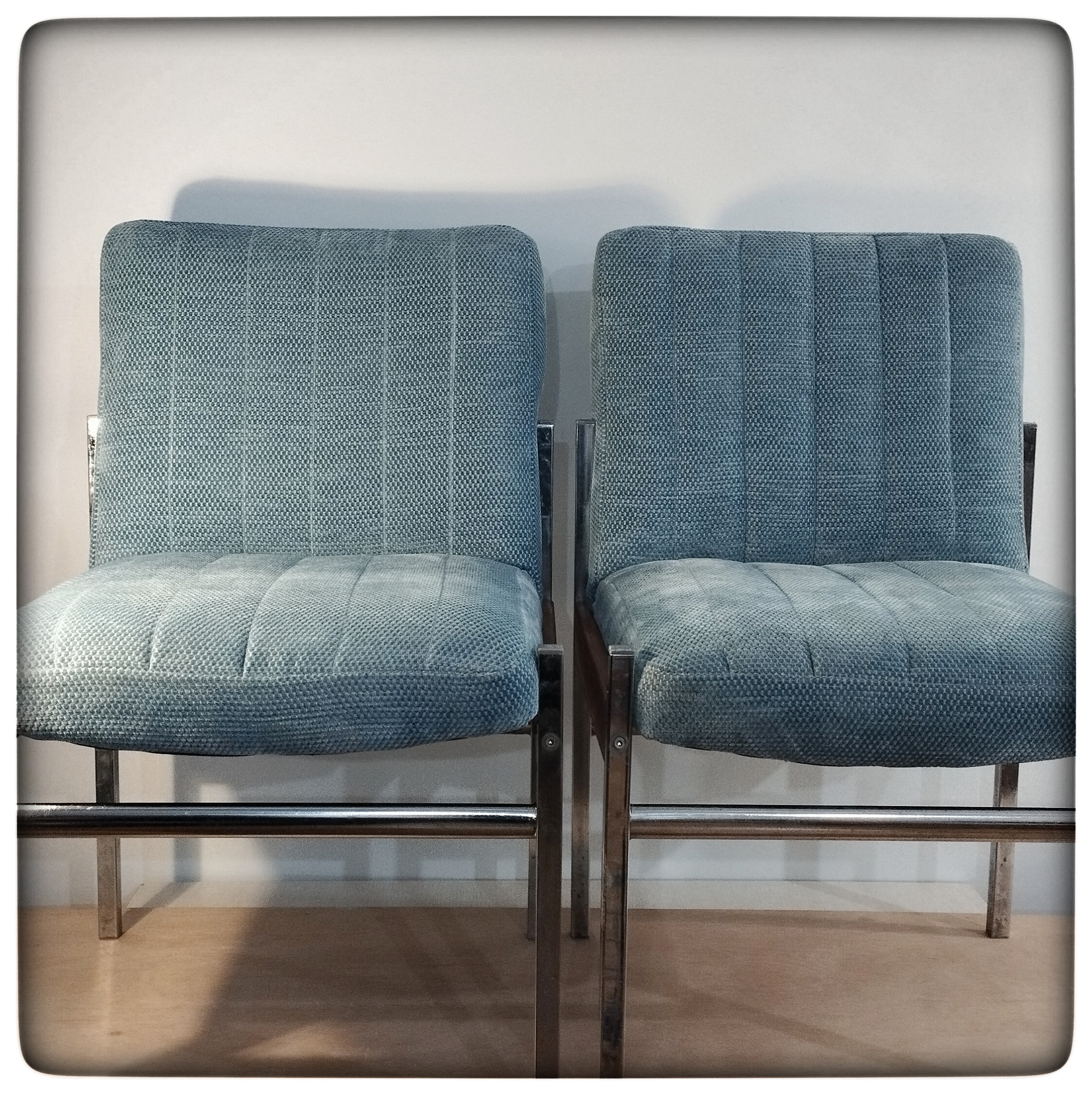Pair of 1960s chrome and teak accent chairs