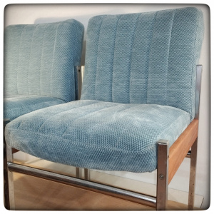 Pair of 1960s chrome and teak accent chairs
