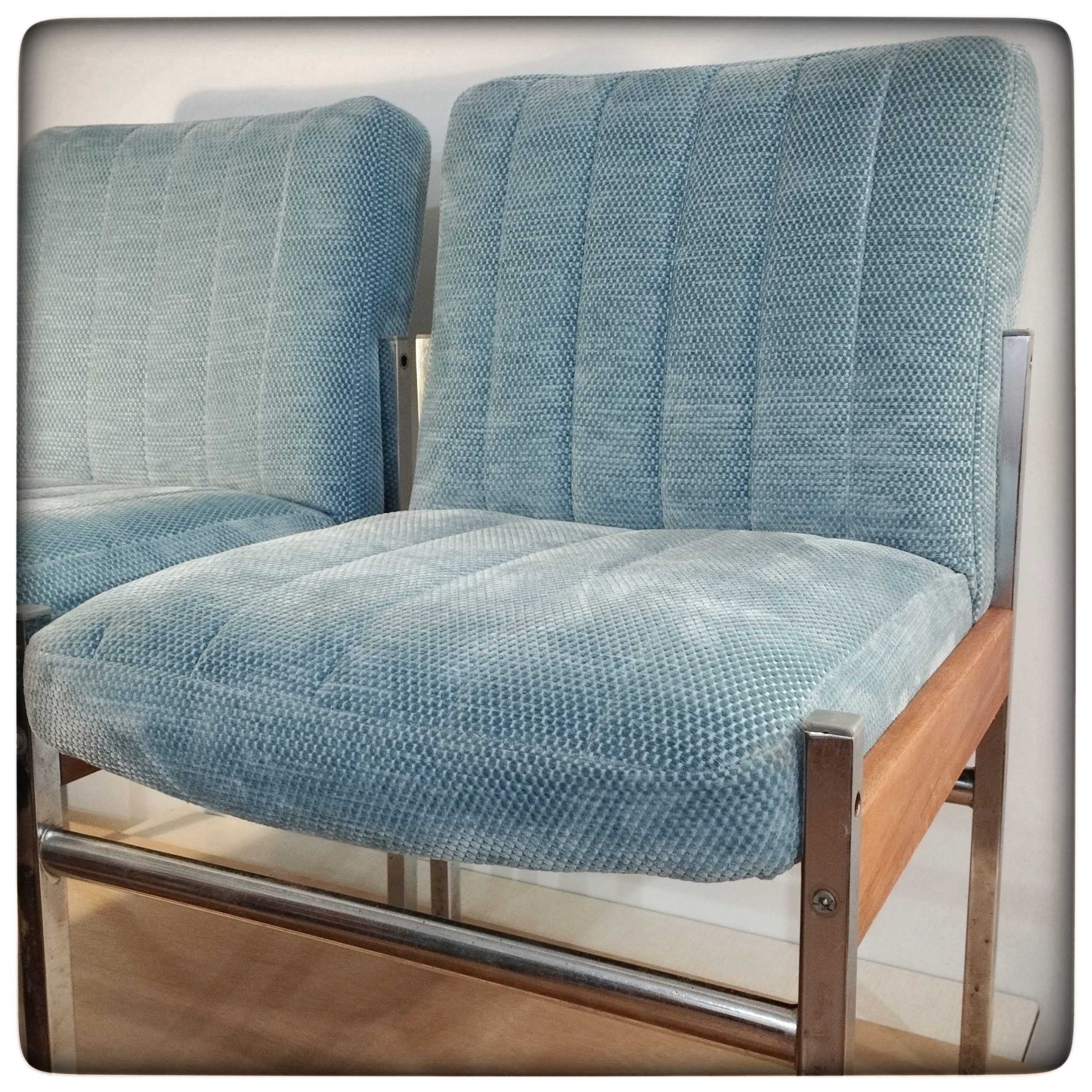 Pair of 1960s chrome and teak accent chairs