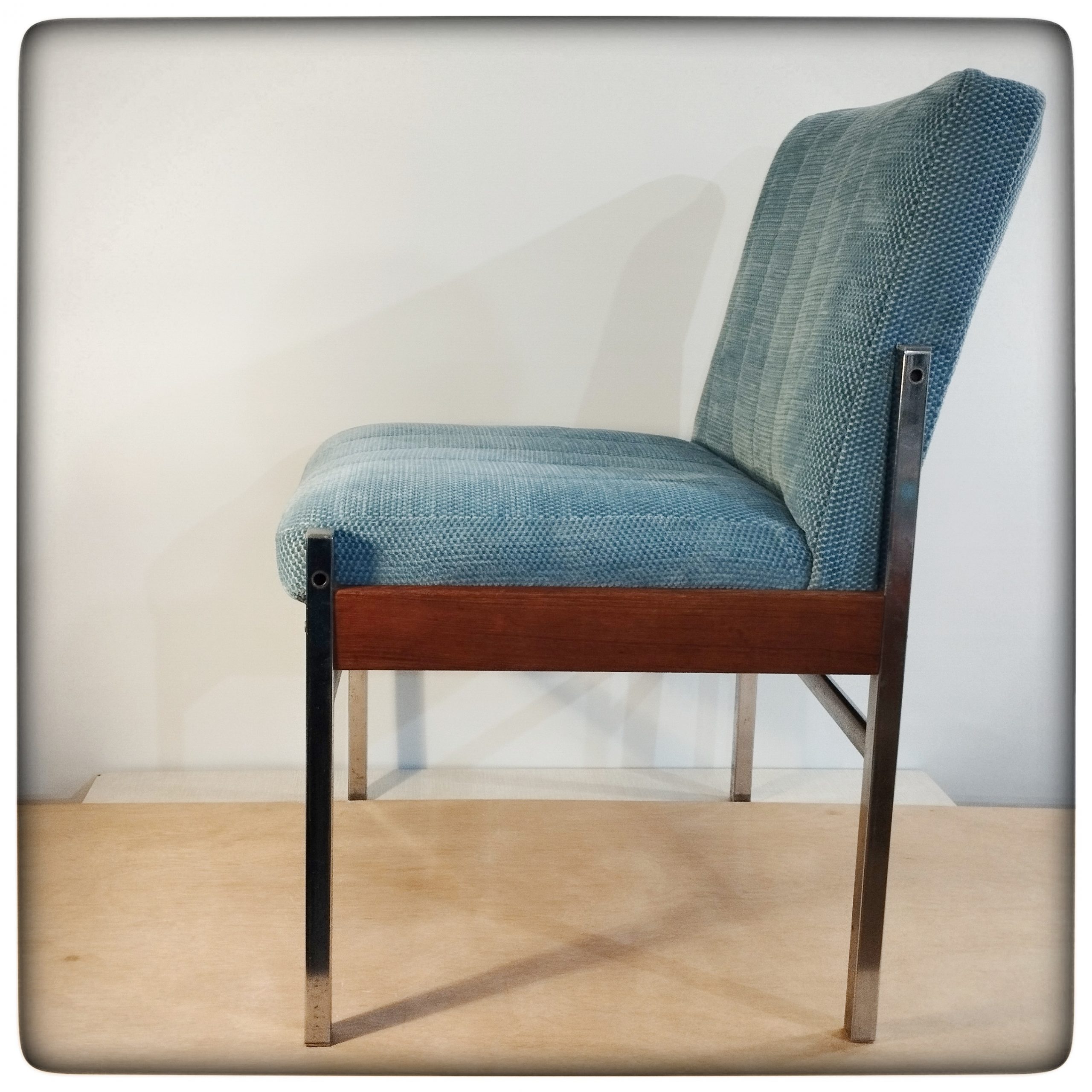 Pair of 1960s chrome and teak accent chairs