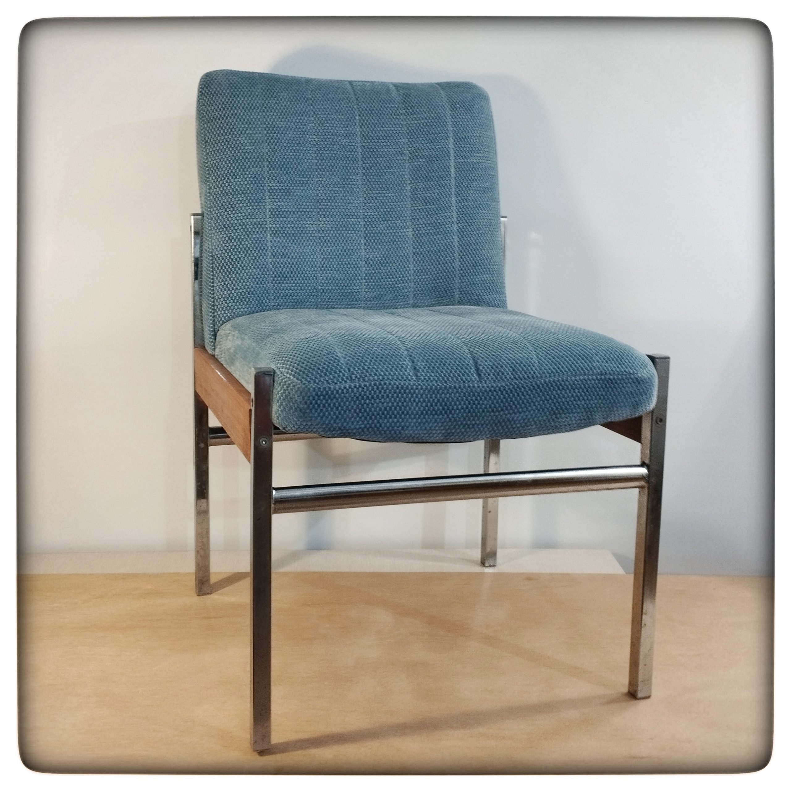 Pair of 1960s chrome and teak accent chairs