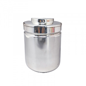1960s Stunning ice bucket in stainless steel by Aldo Tura for Macabo