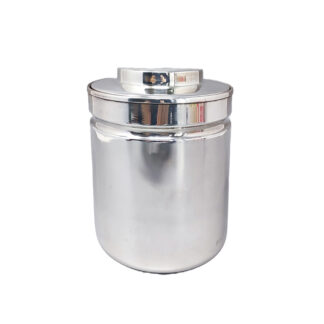 1960s Stunning ice bucket in stainless steel by Aldo Tura for Macabo