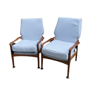 Midcentury Blue Lounge Chairs By Fred Lowen 1960s