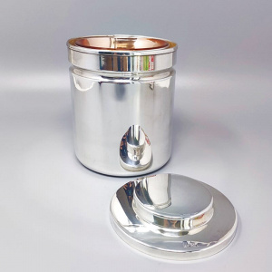 1960s Stunning ice bucket in stainless steel by Aldo Tura for Macabo