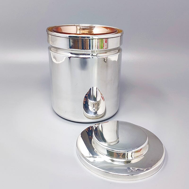 1960s Stunning ice bucket in stainless steel by Aldo Tura for Macabo
