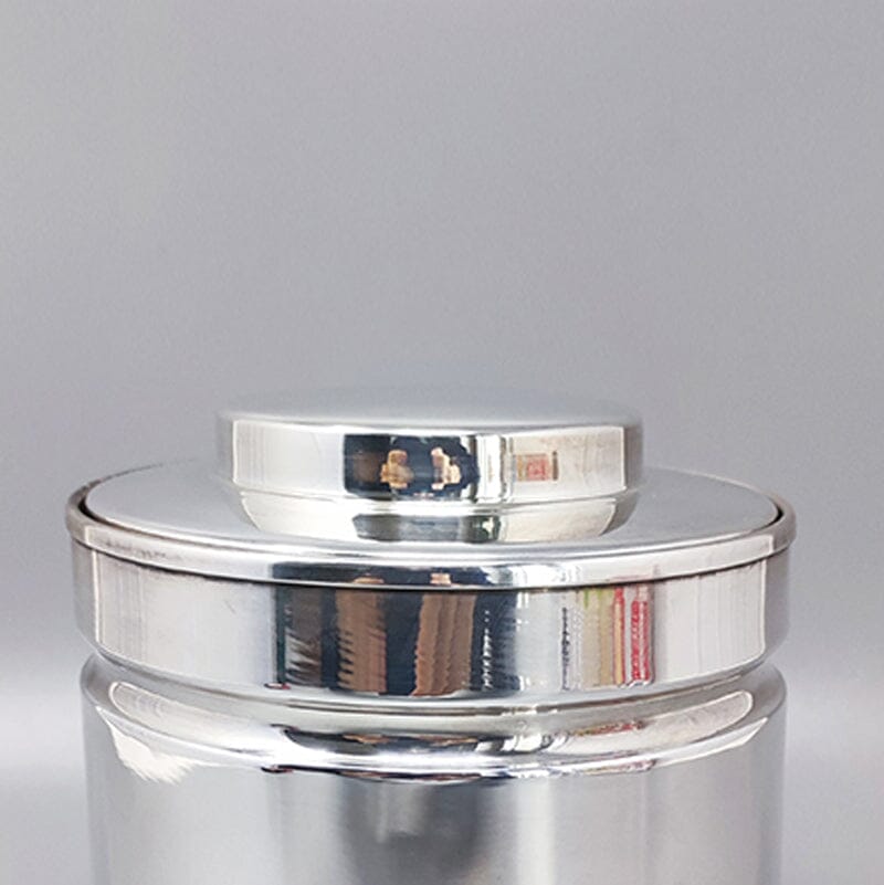 1960s Stunning ice bucket in stainless steel by Aldo Tura for Macabo