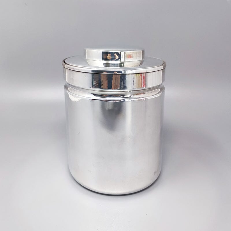 1960s Stunning ice bucket in stainless steel by Aldo Tura for Macabo