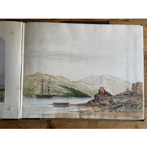 19th century sketch book watercolours of Cornwall and Scottish views