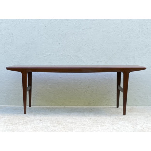 Long, Mid Century Dark Wood Coffee Table