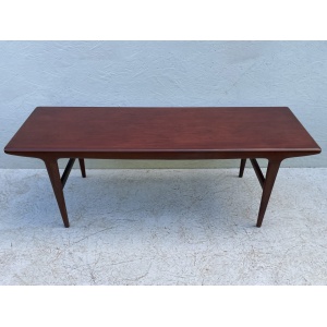 Long, Mid Century Dark Wood Coffee Table