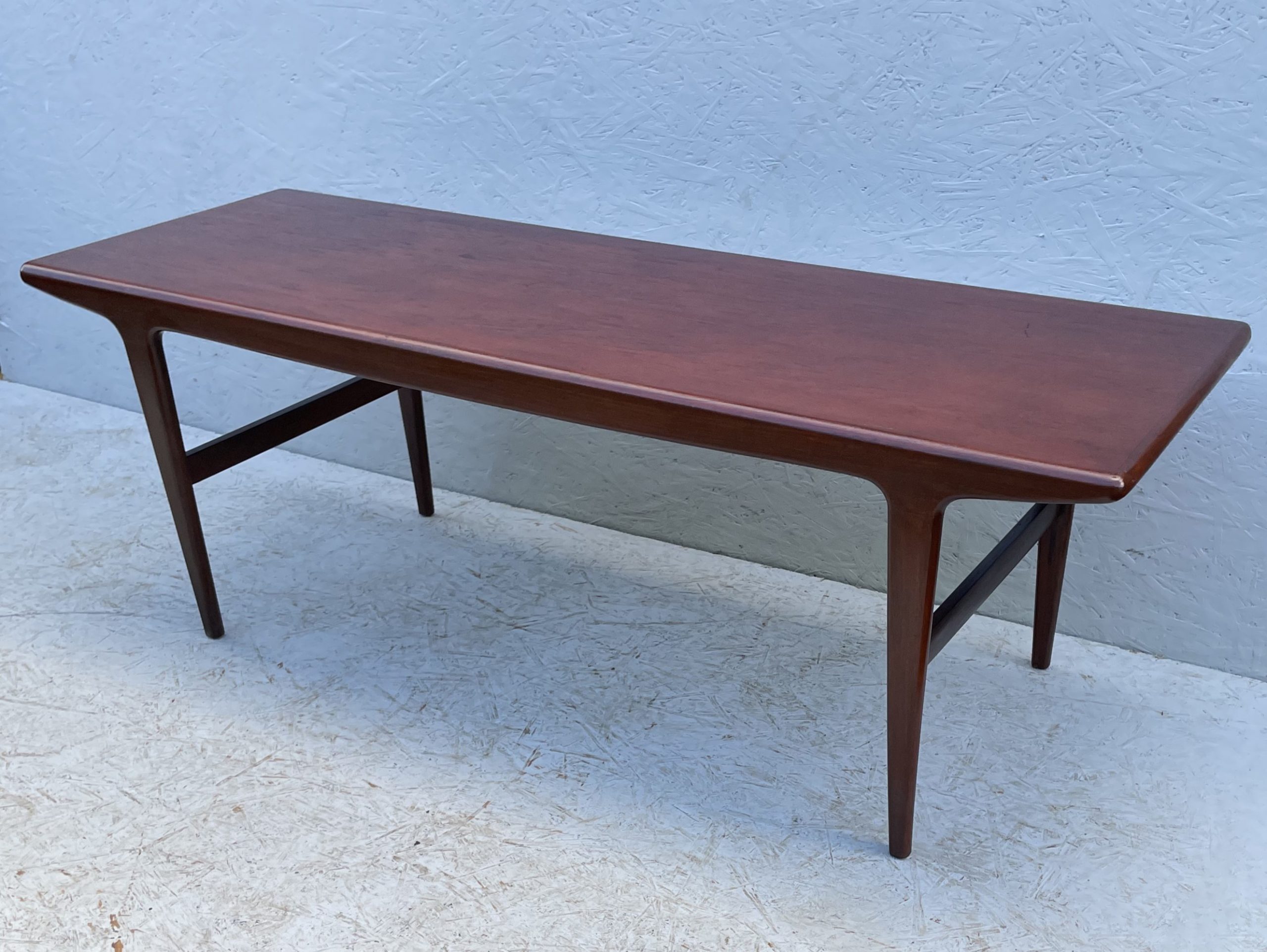 Long, Mid Century Dark Wood Coffee Table