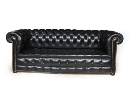 Vintage Black leather Chesterfield Sofa - Image 2