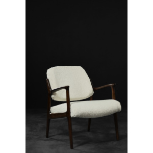 Mid-Century Scandinavian Modern Teak White Lounge Chair Domus by Inge Andersson for Bröderna Andersson, 1960s
