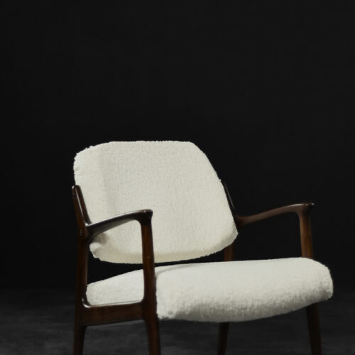 Mid-Century Scandinavian Modern Teak White Lounge Chair Domus by Inge Andersson for Bröderna Andersson, 1960s