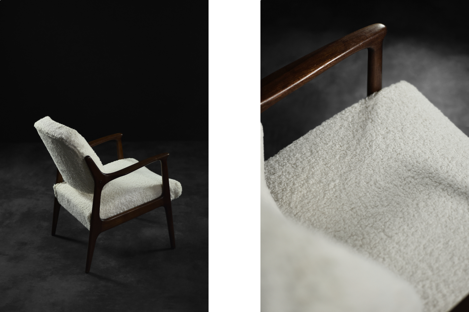 Mid-Century Scandinavian Modern Teak White Lounge Chair Domus by Inge Andersson for Bröderna Andersson, 1960s