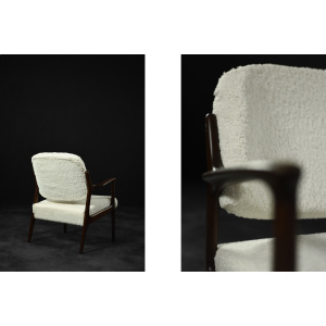 Mid-Century Scandinavian Modern Teak White Lounge Chair Domus by Inge Andersson for Bröderna Andersson, 1960s