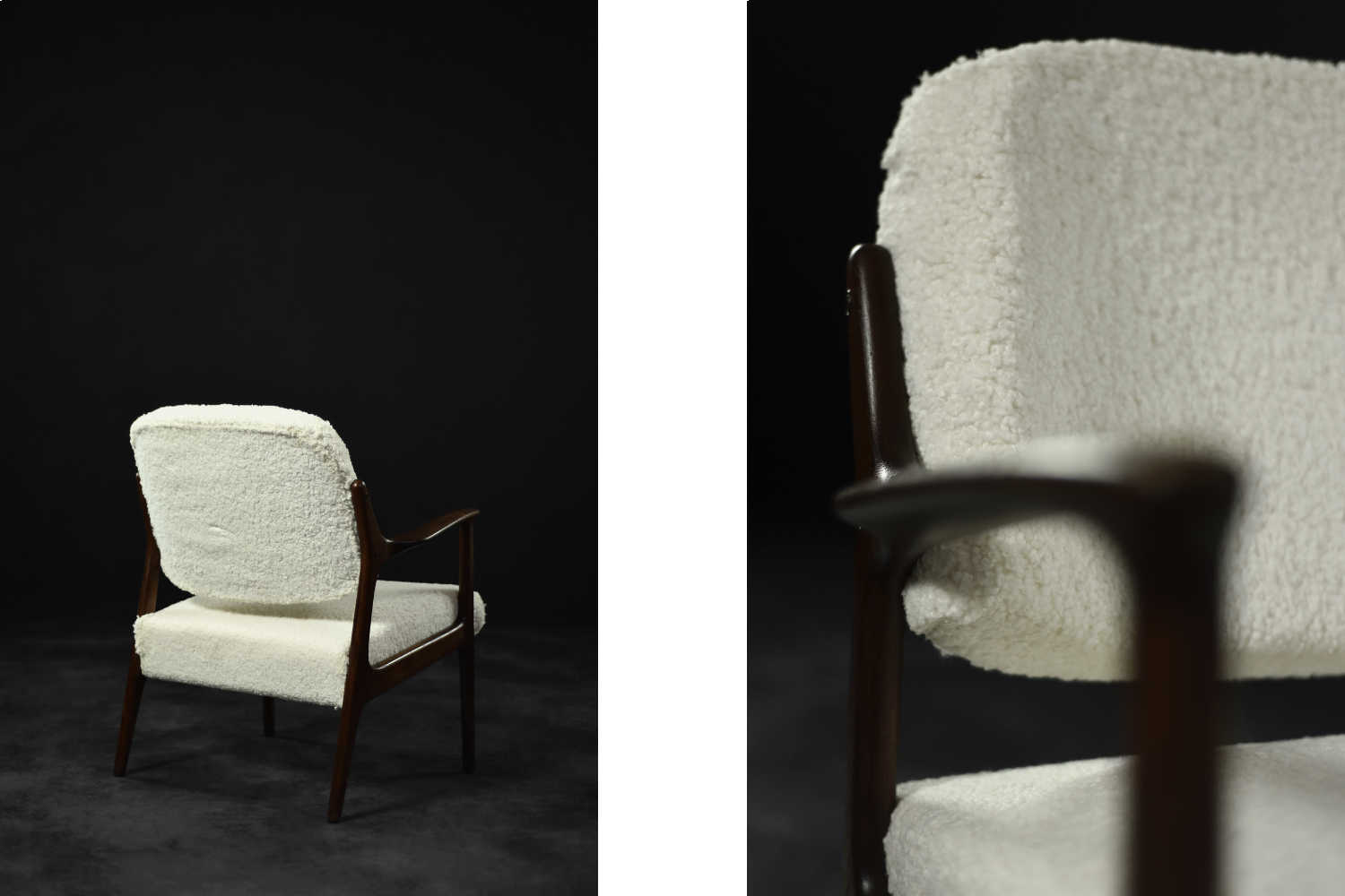 Mid-Century Scandinavian Modern Teak White Lounge Chair Domus by Inge Andersson for Bröderna Andersson, 1960s