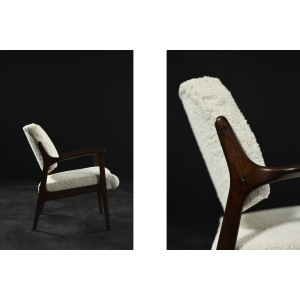 Mid-Century Scandinavian Modern Teak White Lounge Chair Domus by Inge Andersson for Bröderna Andersson, 1960s