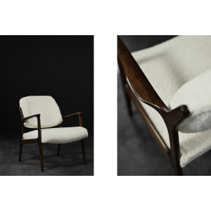Mid-Century Scandinavian Modern Teak White Lounge Chair Domus by Inge Andersson for Bröderna Andersson, 1960s