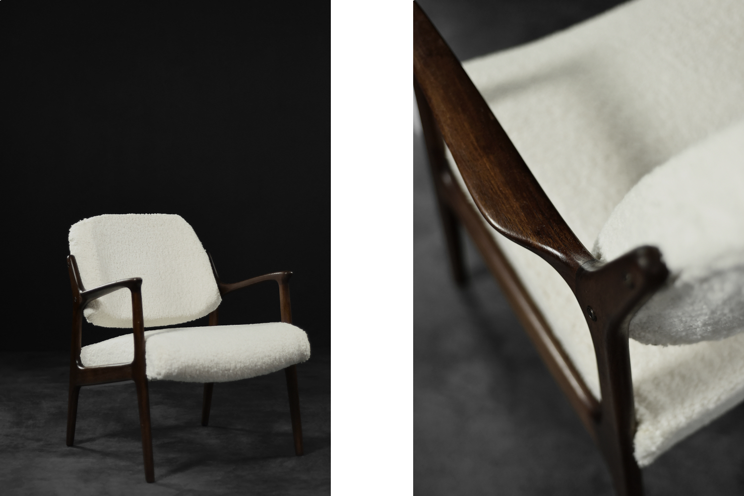 Mid-Century Scandinavian Modern Teak White Lounge Chair Domus by Inge Andersson for Bröderna Andersson, 1960s