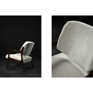 Mid-Century Scandinavian Modern Teak White Lounge Chair Domus by Inge Andersson for Bröderna Andersson, 1960s