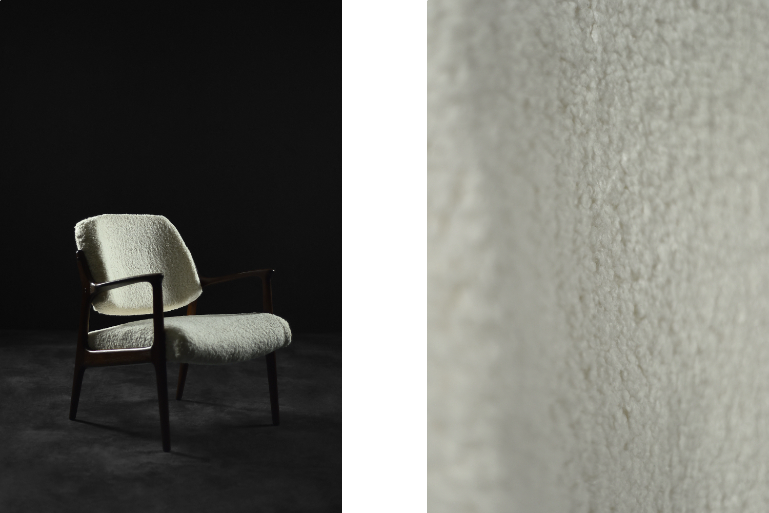 Mid-Century Scandinavian Modern Teak White Lounge Chair Domus by Inge Andersson for Bröderna Andersson, 1960s