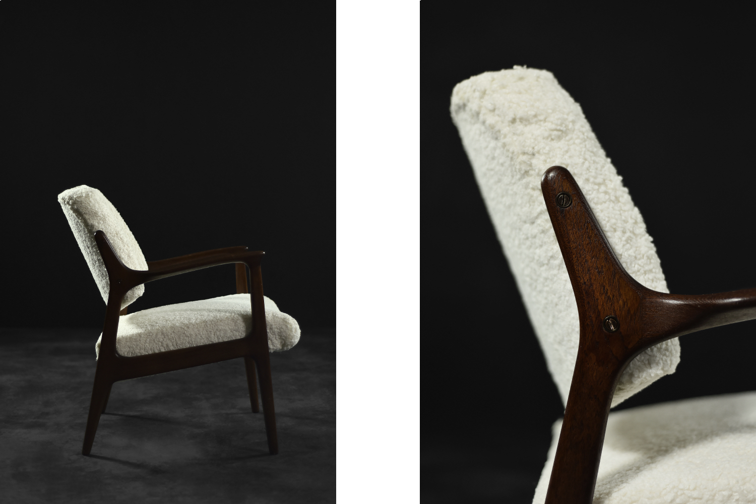 Mid-Century Scandinavian Modern Teak White Lounge Chair Domus by Inge Andersson for Bröderna Andersson, 1960s