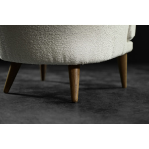 Low Mid-Century Scandinavian Modern Oak & Fabric Armchair with Rounded Backrest, 1960s