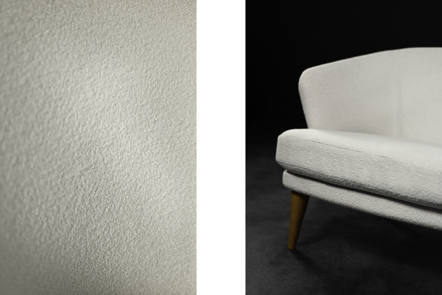 Low Mid-Century Scandinavian Modern Oak & Fabric Armchair with Rounded Backrest, 1960s