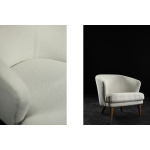 Low Mid-Century Scandinavian Modern Oak & Fabric Armchair with Rounded Backrest, 1960s