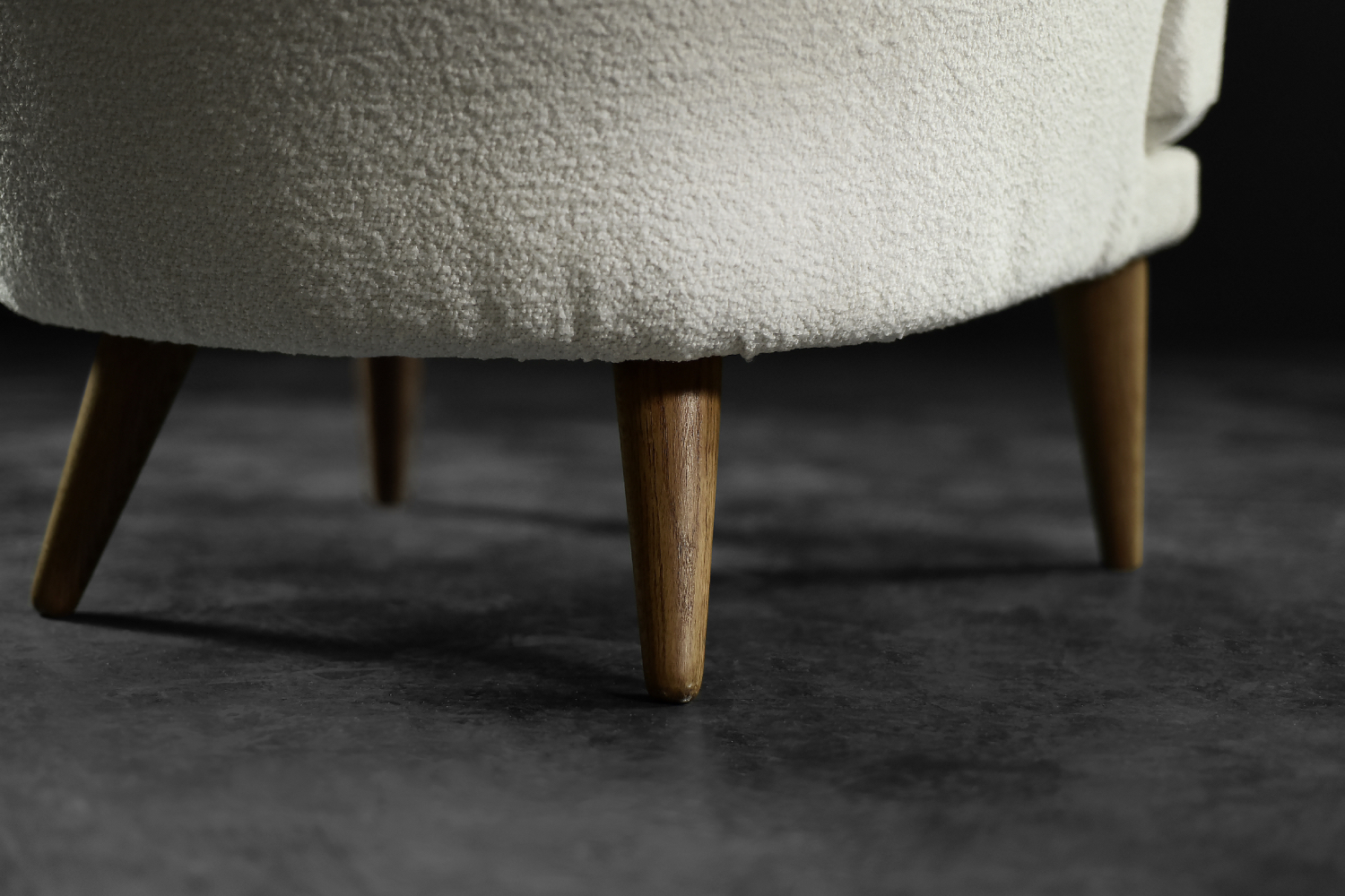 Low Mid-Century Scandinavian Modern Oak & Fabric Armchair with Rounded Backrest, 1960s
